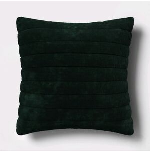 Threshold Oversized Channel Faux Fur Square Throw Pillow Dark Green